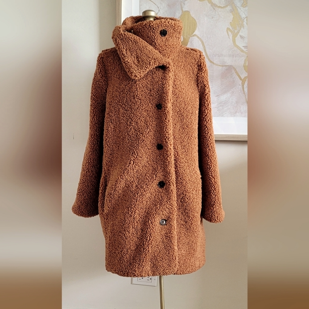 J. Crew Double Breasted Teddy Sherpa Topcoat Sz 8 NEW